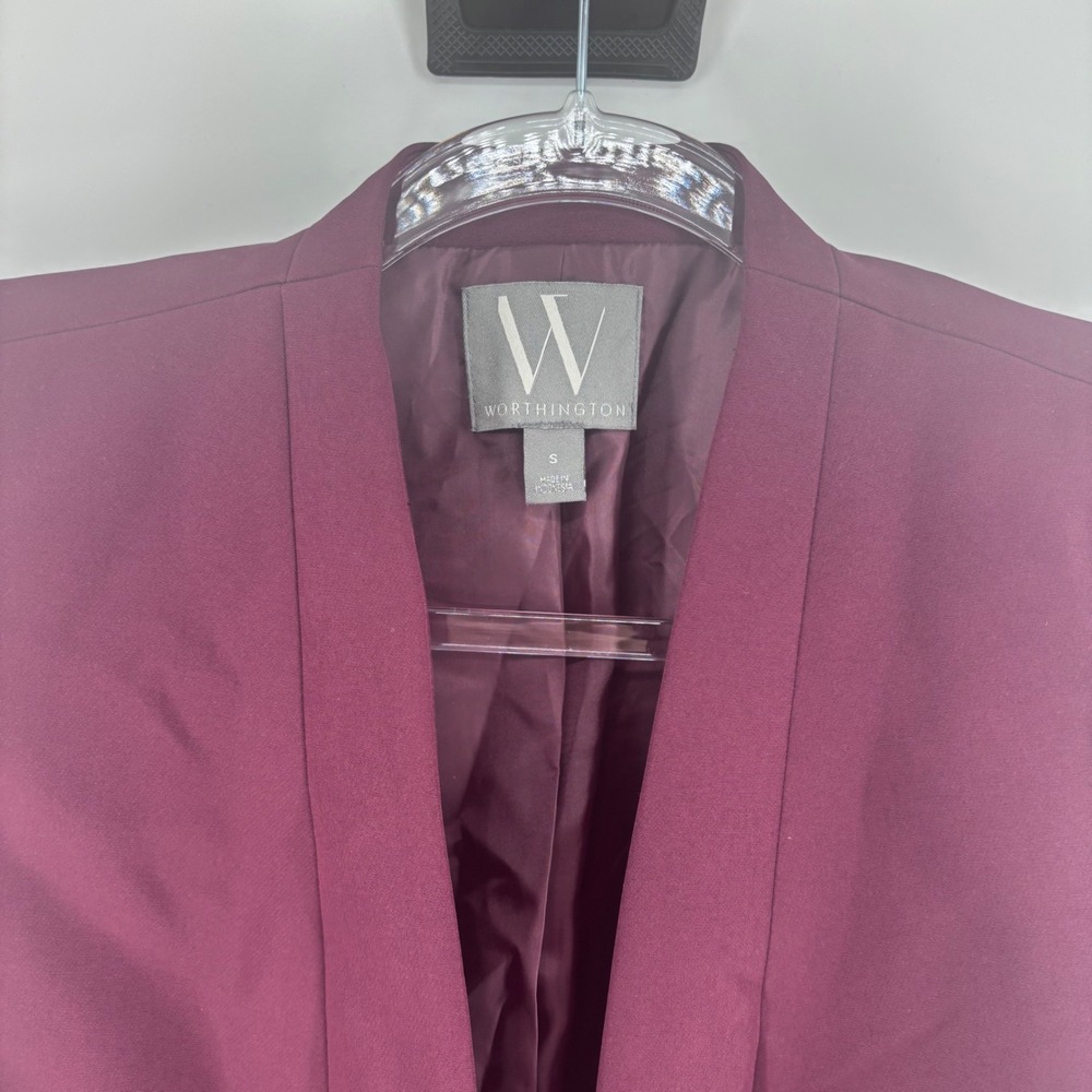 Worthington Women's Blazer Small S Plum Purple Open Front‎ Career Office Jacket - Picture 2 of 4